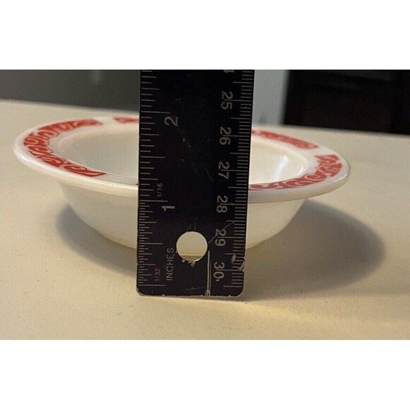 VTG Hazel Atlas Ovide White Red Twist Dinner Lunch 5" Bowl Retro Art‎ Deco - Picture 4 of 4